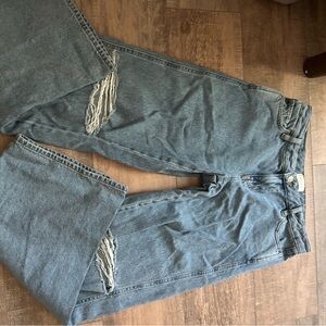Distressed Low Rise Light Blue Jeans